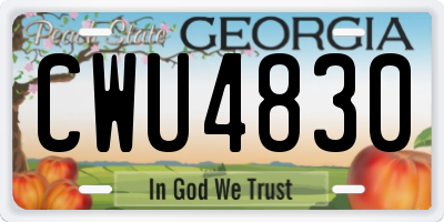 GA license plate CWU4830