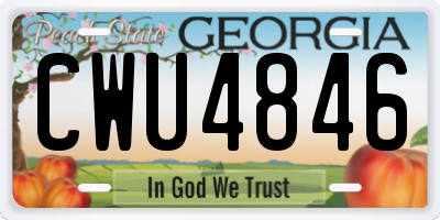 GA license plate CWU4846