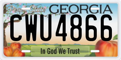 GA license plate CWU4866