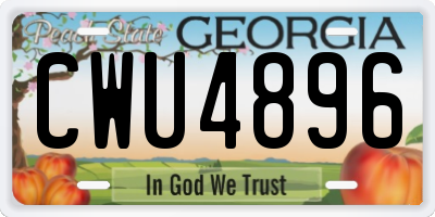 GA license plate CWU4896