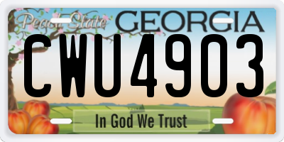 GA license plate CWU4903