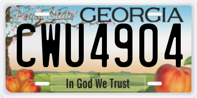 GA license plate CWU4904