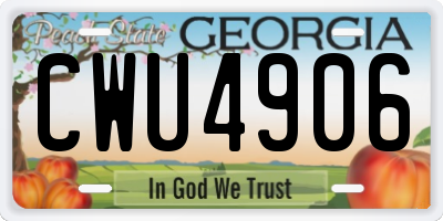 GA license plate CWU4906