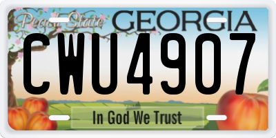 GA license plate CWU4907