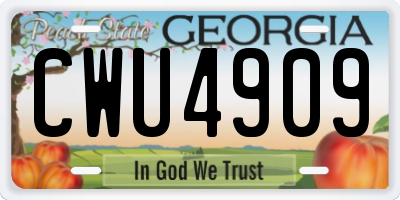 GA license plate CWU4909