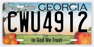 GA license plate CWU4912