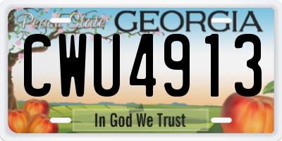 GA license plate CWU4913