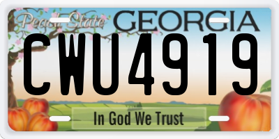 GA license plate CWU4919