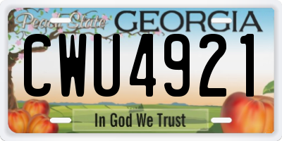 GA license plate CWU4921