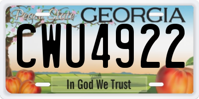 GA license plate CWU4922