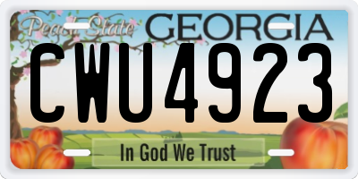 GA license plate CWU4923