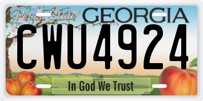 GA license plate CWU4924