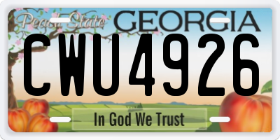 GA license plate CWU4926