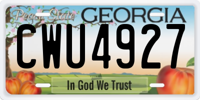 GA license plate CWU4927