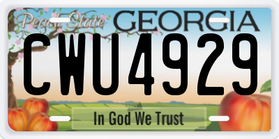 GA license plate CWU4929