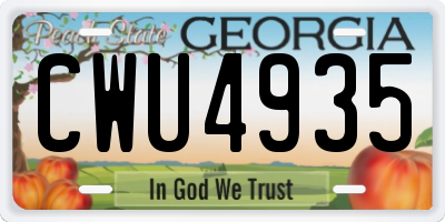 GA license plate CWU4935
