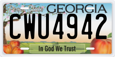 GA license plate CWU4942