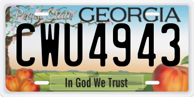 GA license plate CWU4943