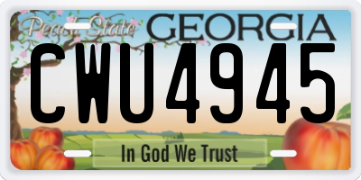 GA license plate CWU4945