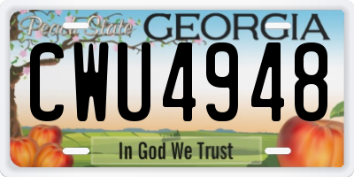 GA license plate CWU4948