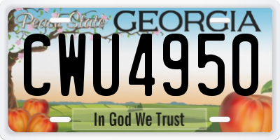 GA license plate CWU4950
