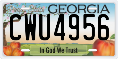 GA license plate CWU4956