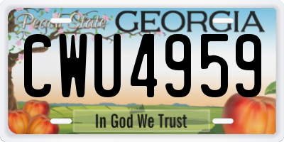 GA license plate CWU4959