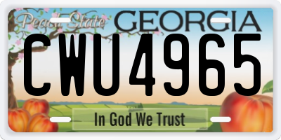 GA license plate CWU4965