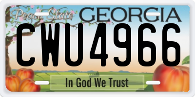 GA license plate CWU4966