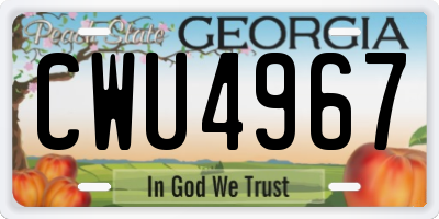 GA license plate CWU4967
