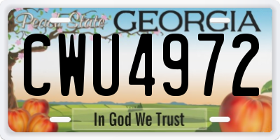 GA license plate CWU4972