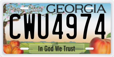 GA license plate CWU4974