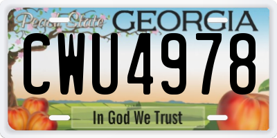 GA license plate CWU4978