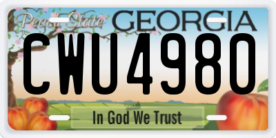 GA license plate CWU4980