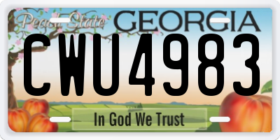 GA license plate CWU4983
