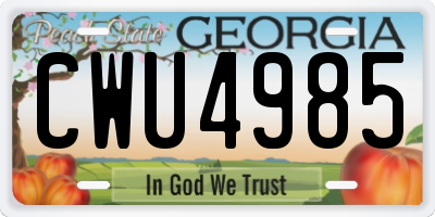 GA license plate CWU4985