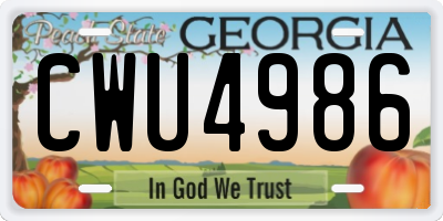 GA license plate CWU4986