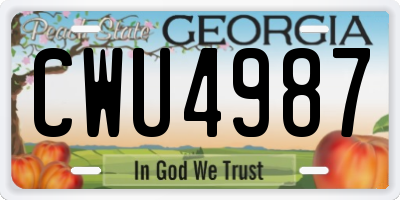 GA license plate CWU4987