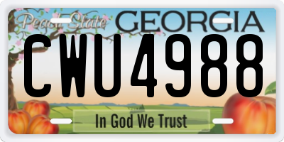 GA license plate CWU4988
