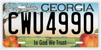 GA license plate CWU4990