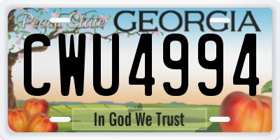 GA license plate CWU4994