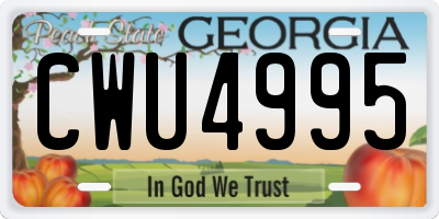 GA license plate CWU4995