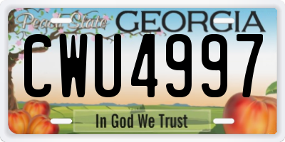GA license plate CWU4997