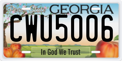 GA license plate CWU5006