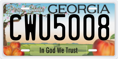 GA license plate CWU5008