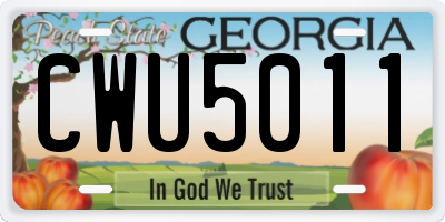 GA license plate CWU5011