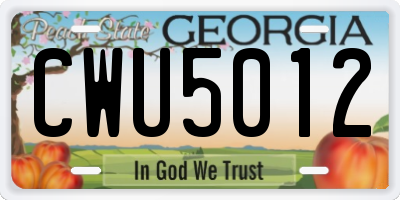 GA license plate CWU5012