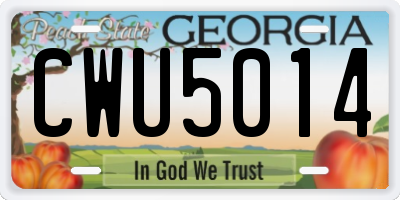 GA license plate CWU5014