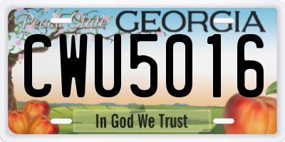 GA license plate CWU5016