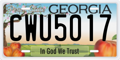 GA license plate CWU5017